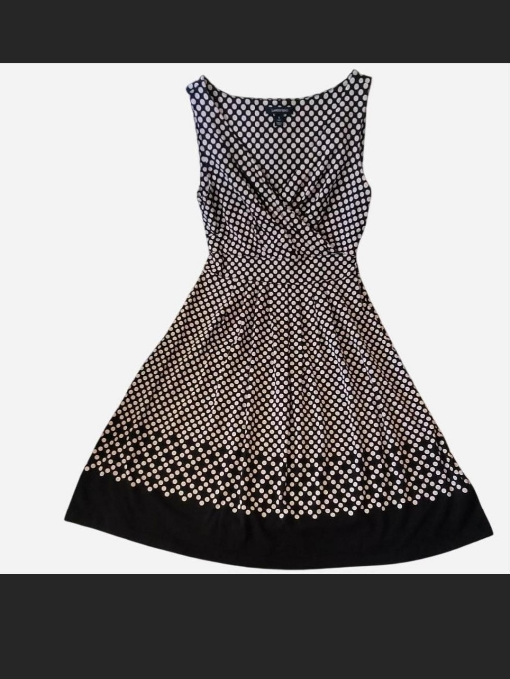 Lands' End Sleeveless Black And White Polka Dot Fit-And-Flare Dress Sz 6/8